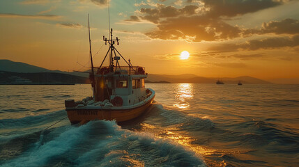 A local fishing boat returning with the days catch
