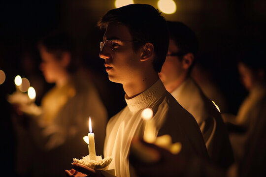 A soft lit Easter vigil