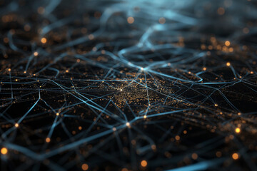 network world on black background with numerous cities
