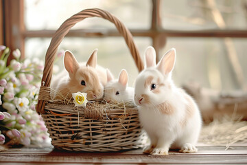Baby animals in baskets symbolizing new beginnings of Easter