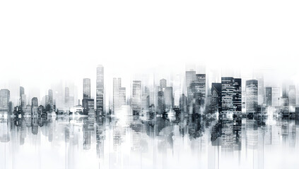 Fototapeta premium large cityscape with buildings and night view background illustration 