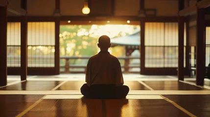 Foto op Canvas Meditation session in a Buddhist temple © Premreuthai