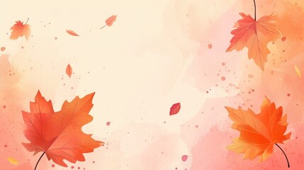 Naklejka na ściany i meble Watercolor autumn leaf background