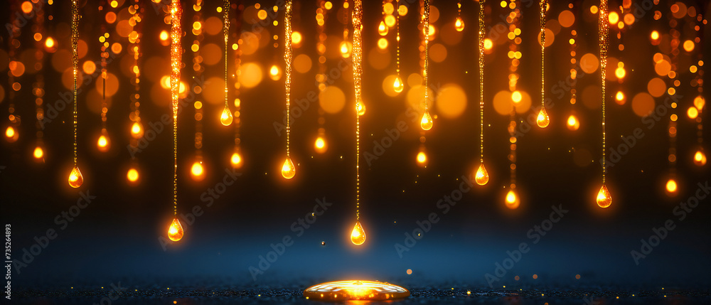 Poster dazzling abstract light display with golden sparkles, creating a magical and festive atmosphere for 