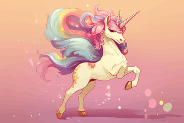 Obraz na płótnie Canvas a cartoon unicorn with a pink background