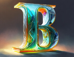 Lettera B con effetto cristallo colorato - obrazy, fototapety, plakaty
