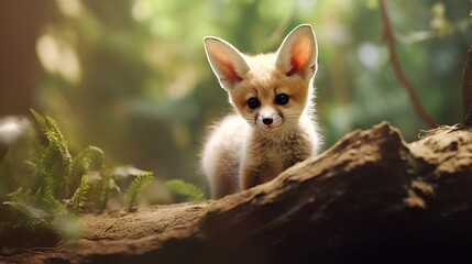 fox baby fox fennec Generative AI - obrazy, fototapety, plakaty