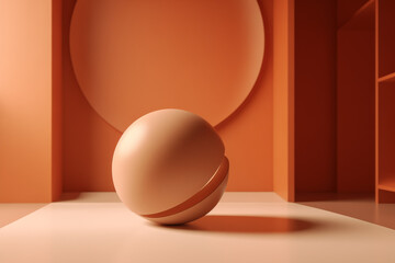 Fototapeta na wymiar an abstract photo of an orange ball, with a circular shape, in the style of organic forms, muted tones, bryce 3d, minimalist backgrounds