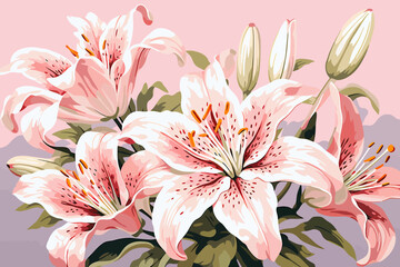 a bouquet of pink flowers on a pink background