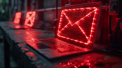 A focused view of an email phishing warning on a laptop, highlighting the risks of online threats and digital security's importance