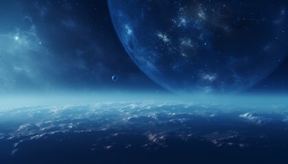 planet in space with blue background