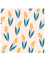 Tulip seamless pattern. Vector spring baskground.