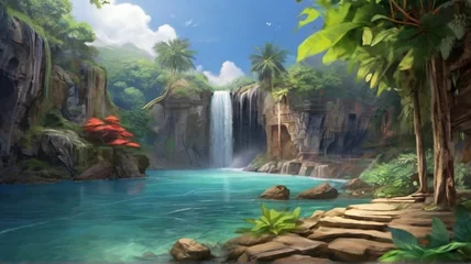 Poster tropical waterfall © muhammad