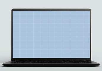 Front View of a Laptop Mockup Layout With Grey Background, Ai Generated