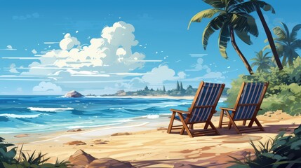 Sunny Summer Beach Background Illustration of Summer Beach Background