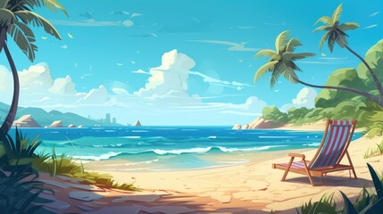 Sunny Summer Beach Background Illustration of Summer Beach Background