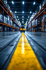 Fototapeta premium Shot of a straight yellow line.