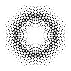 Round design element with a halftone pattern of figures. Based on arabic geometric pattern