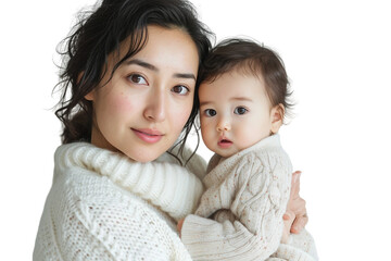 Mother and Child on Transparent Background, PNG