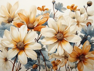 Daisy flower bunches with white background