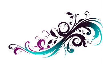 Abstract interlacing with leaves, branches and butterflies on a white background