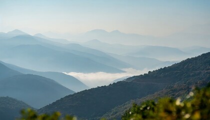 Obraz premium Misty mountain landscape. Foggy weather.