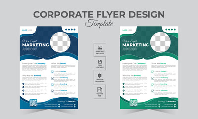 Corporate Business flyer vector design template with modern and minimalist style. Vector brochure cover and back page a4 flyer Layout template design for print. - obrazy, fototapety, plakaty