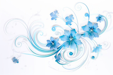 Decorative background ,Abstract interlacing with leaves, branches and butterflies on a white background