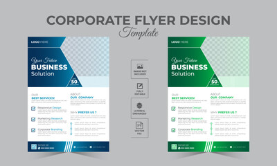 Corporate Business flyer vector design template with modern and minimalist style. Vector brochure cover and back page a4 flyer Layout template design for print.