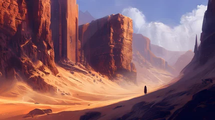 Foto op Plexiglas Velkry desert and sand dunes, cliffs © Lin_Studio