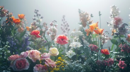 Fototapeta na wymiar Generative AI : Spring flower bed. Beautiful spring meadow