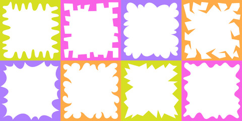 Abstract square frames set for social media post in funny, playful style.