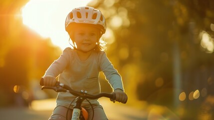 Generative AI : little child riding a bike