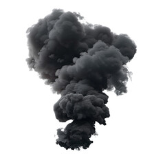 Dark black smoke cloud isolated on transparent background png