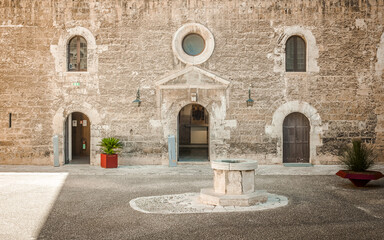 The courtyard of the Norman Swabian Castle ( Castello Normanno Svevo) in the historical city center...