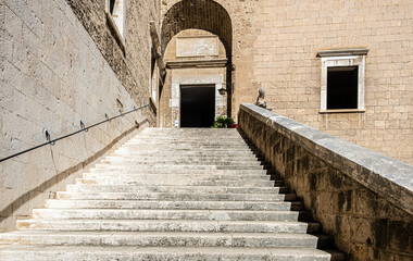 The courtyard of the Norman Swabian Castle ( Castello Normanno Svevo) in the historical city center of Bari, Puglia region, (Apulia), southern Italy,Europe, September 18, 2022