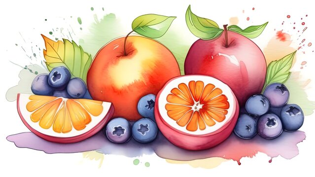 clipart fruits watercolor illustration