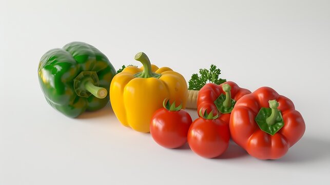 Generative AI : A picture of fresh tomatoes, bell peppers and other vegetables. 
