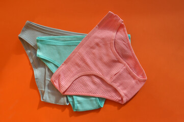 women's underwear, cotton briefs, comfortable clothes made of natural materials, wardrobe. background for the design.