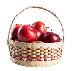 Basket with red apples with transparent background png