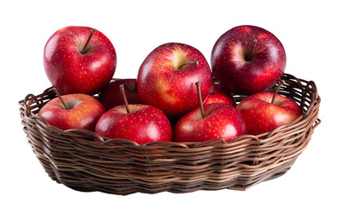 Basket with red apples with transparent background png