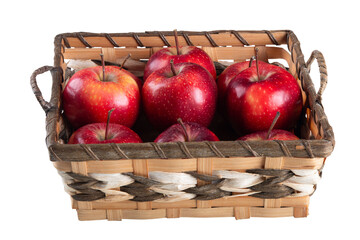 Basket with red apples with transparent background png