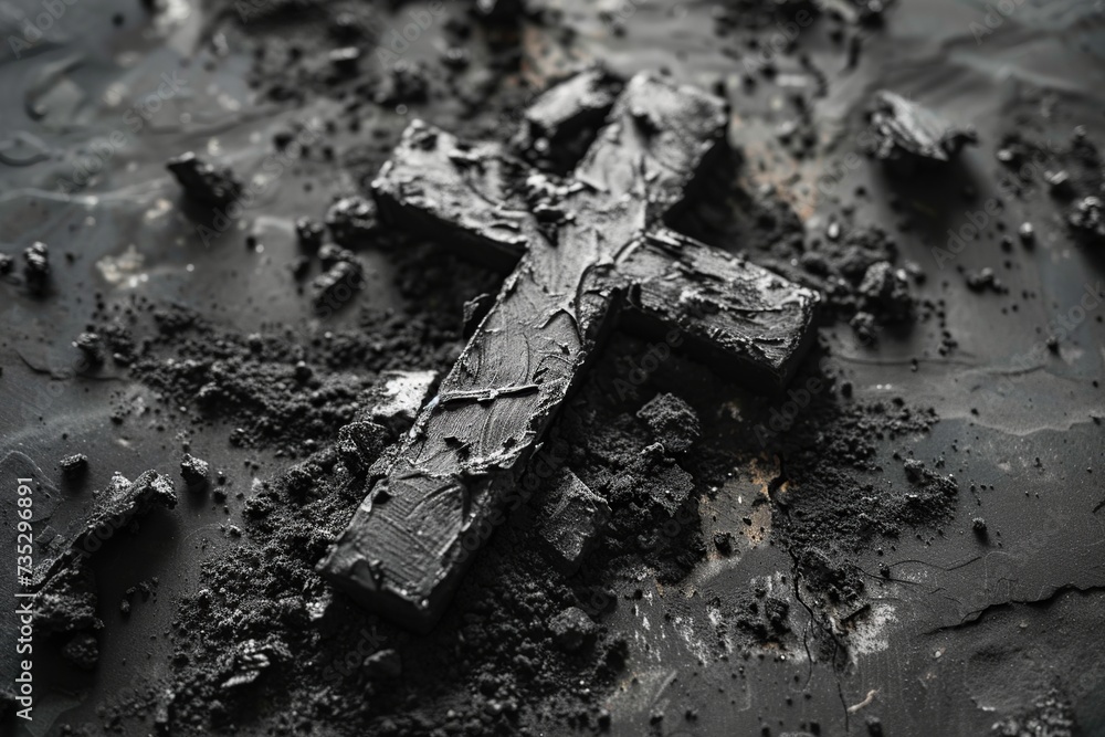 Poster capture the essence of ash wednesday with a visual representation showcasing the christian cross and