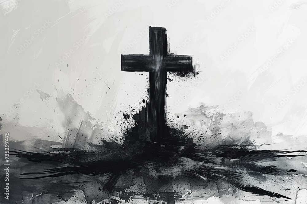 Poster capture the essence of ash wednesday with a visual representation showcasing the christian cross and