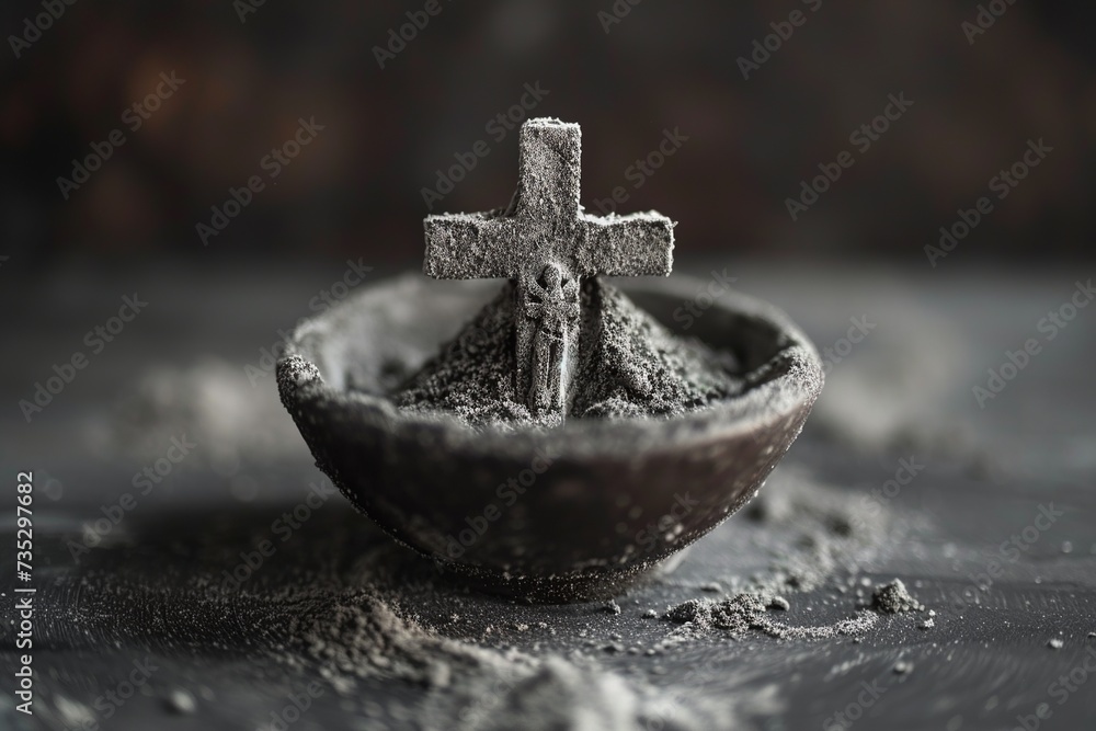 Poster capture the essence of ash wednesday with a visual representation showcasing the christian cross and
