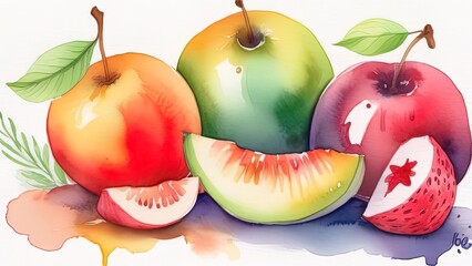 clipart fruits watercolor illustration