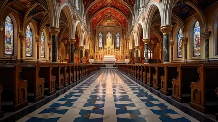 Foto op Canvas stained catholic church interior © PikePicture