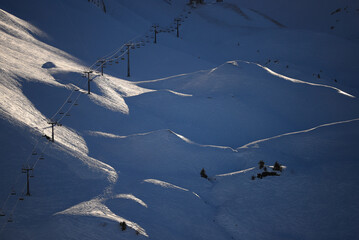 snow mountains with a ski lift at Klewenalp, Switzerland