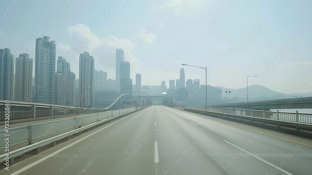 Poster Generative AI : empty highway with cityscape 