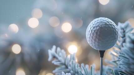 Generative AI : Close up of golf ball on tee - obrazy, fototapety, plakaty